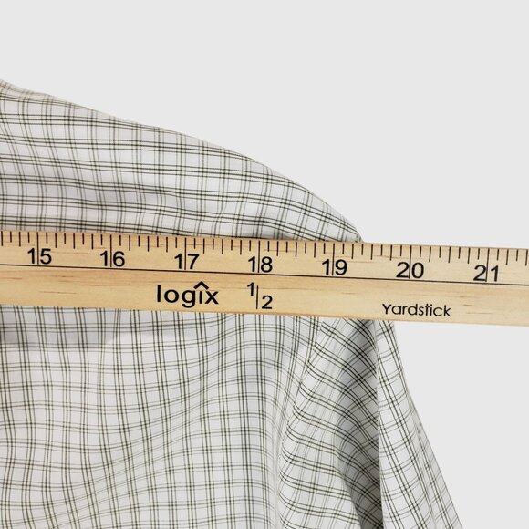 Paul Fredrick Mens Long Sleeve Button-Down Shirt White/Gray Checkered 16-35 - Picture 8 of 10